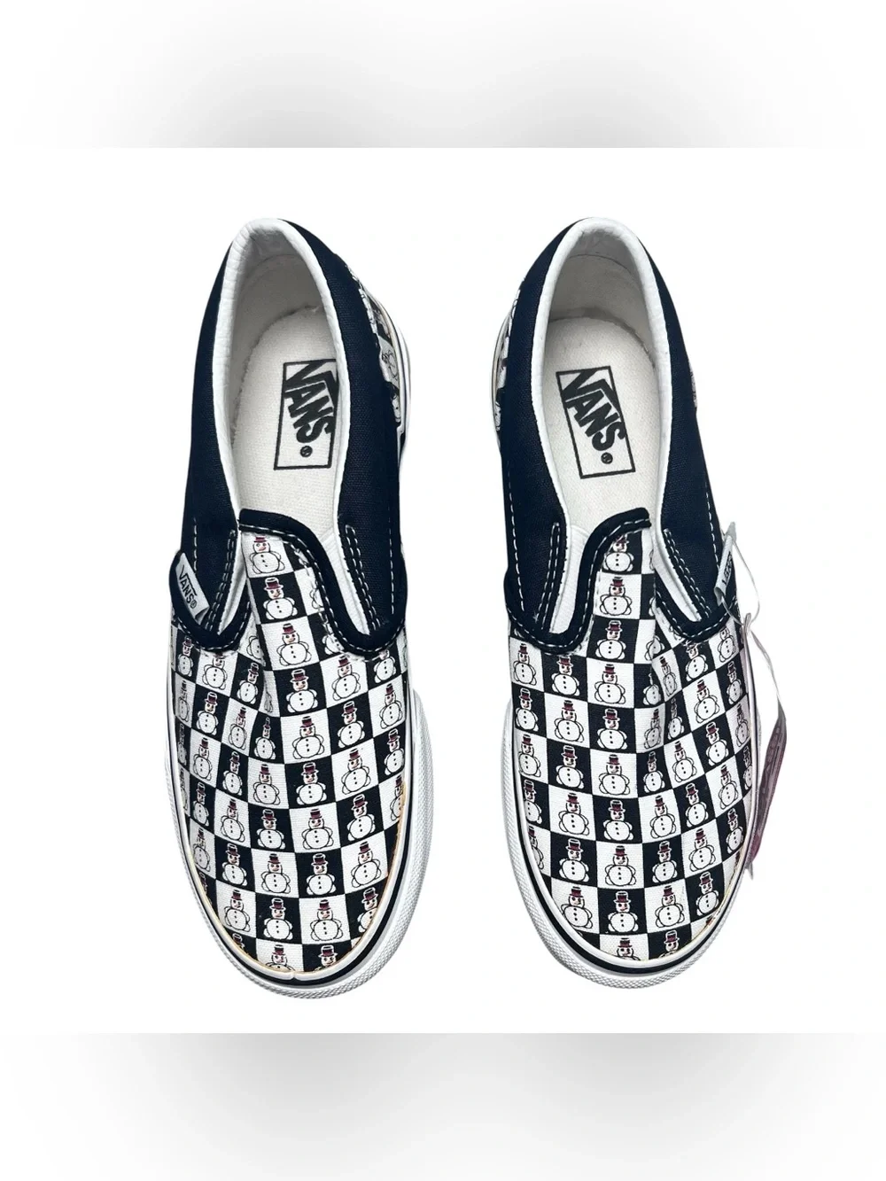 Vans Kids Classic Slip-On Checkered Snowman Pattern Sneakers NWT Size 1.5